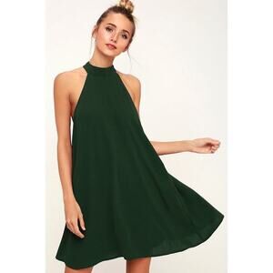 Lulus Love Of Mine Forest Green Halter Swing Dress - Size M